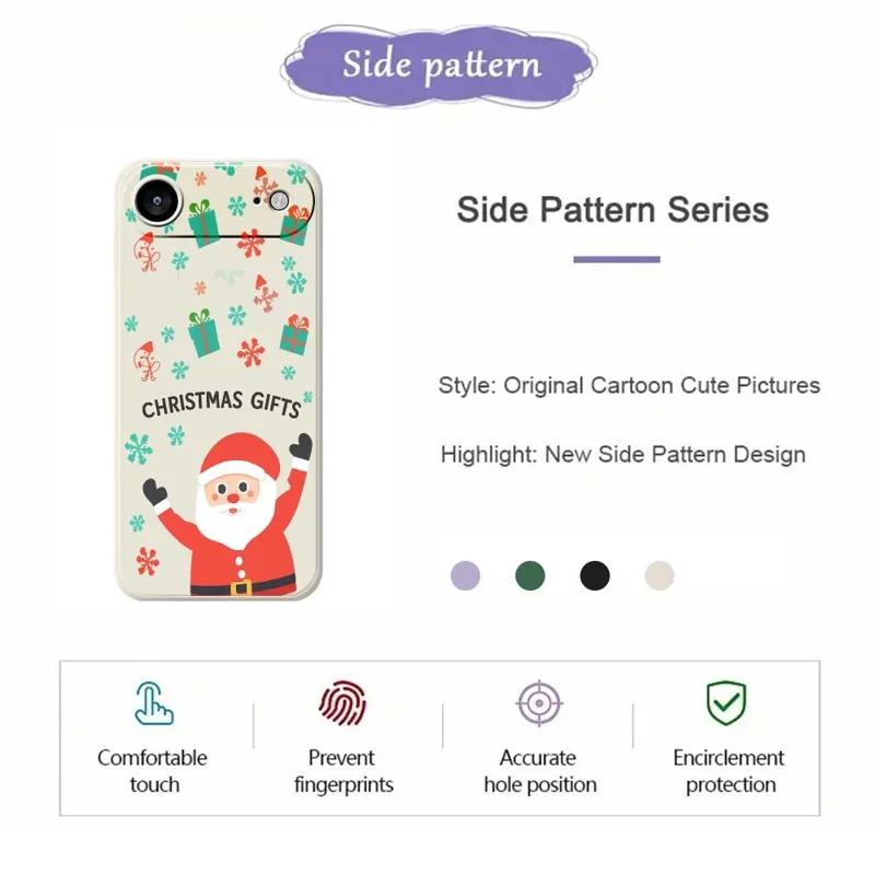 For iPhone Air Case Christmas Gifts Pattern Printing Straight Edge TPU Phone Back Cover - Beige