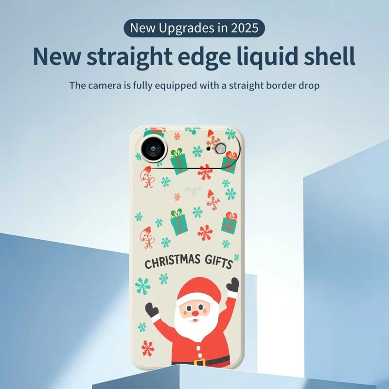 For iPhone Air Case Christmas Gifts Pattern Printing Straight Edge TPU Phone Back Cover - Beige