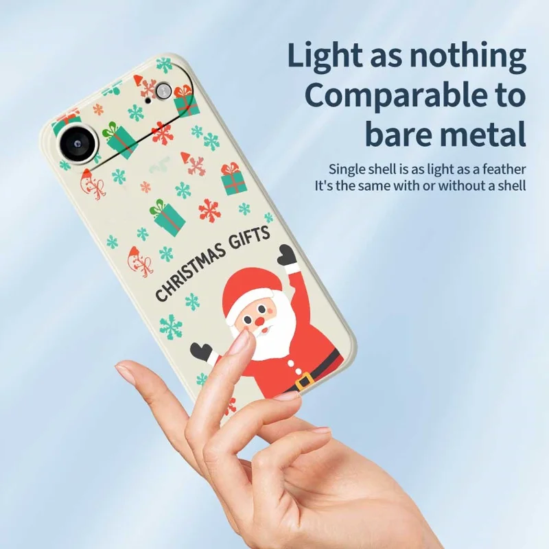 For iPhone Air Case Christmas Gifts Pattern Printing Straight Edge TPU Phone Back Cover - Beige