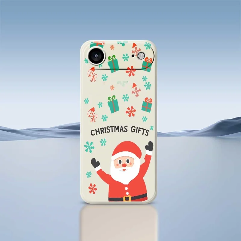 For iPhone Air Case Christmas Gifts Pattern Printing Straight Edge TPU Phone Back Cover - Beige