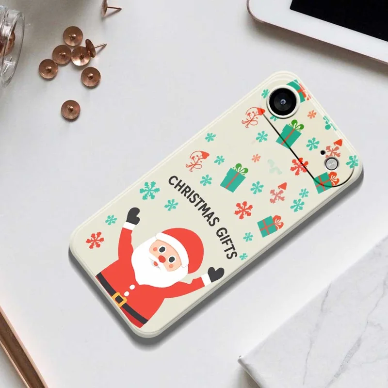 For iPhone Air Case Christmas Gifts Pattern Printing Straight Edge TPU Phone Back Cover - Beige