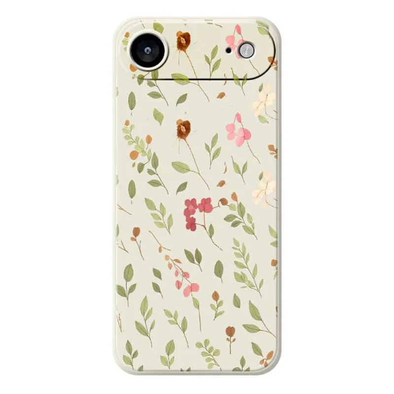For iPhone Air Case Small Flower Leaves Pattern Printing Straight Edge TPU Phone Back Cover - Beige