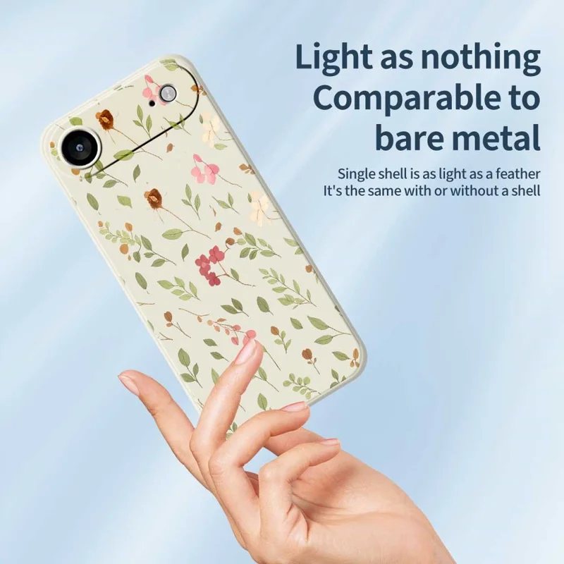 For iPhone Air Case Small Flower Leaves Pattern Printing Straight Edge TPU Phone Back Cover - Beige