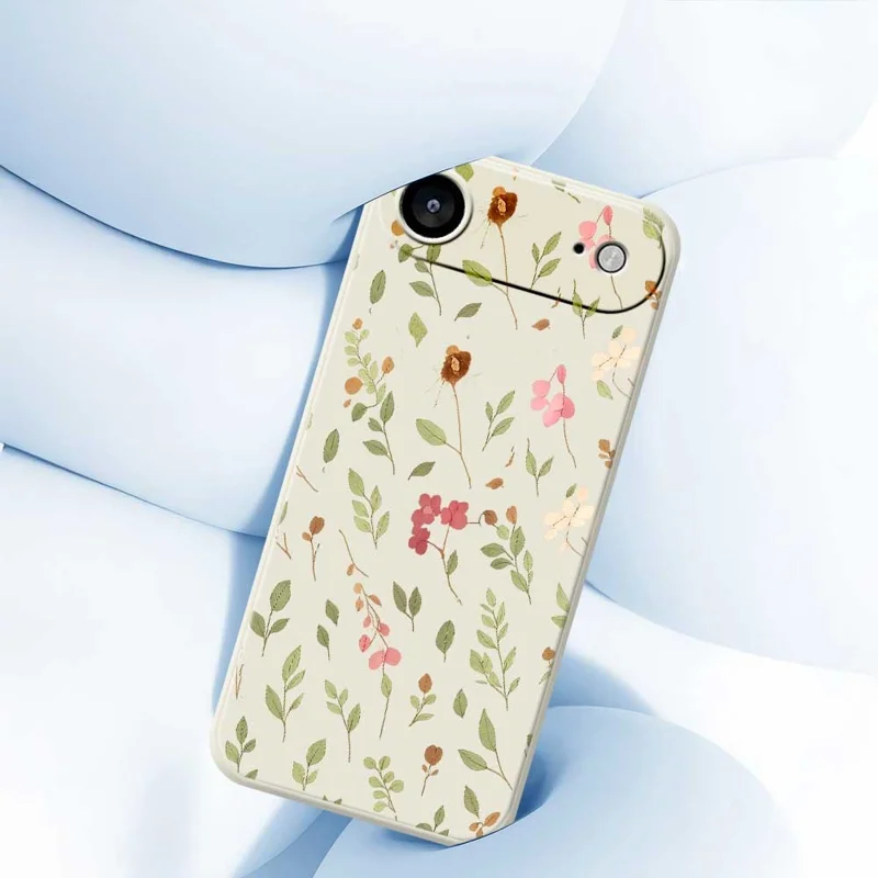 For iPhone Air Case Small Flower Leaves Pattern Printing Straight Edge TPU Phone Back Cover - Beige