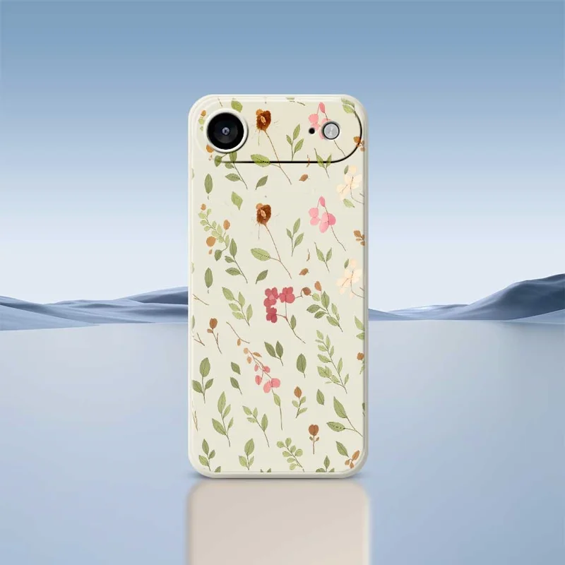 For iPhone Air Case Small Flower Leaves Pattern Printing Straight Edge TPU Phone Back Cover - Beige
