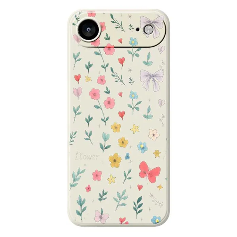 For iPhone Air Case Floral Bow Pattern Printing Straight Edge TPU Phone Back Cover - Beige