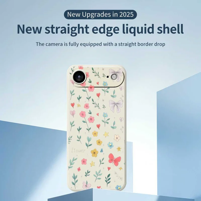 For iPhone Air Case Floral Bow Pattern Printing Straight Edge TPU Phone Back Cover - Beige