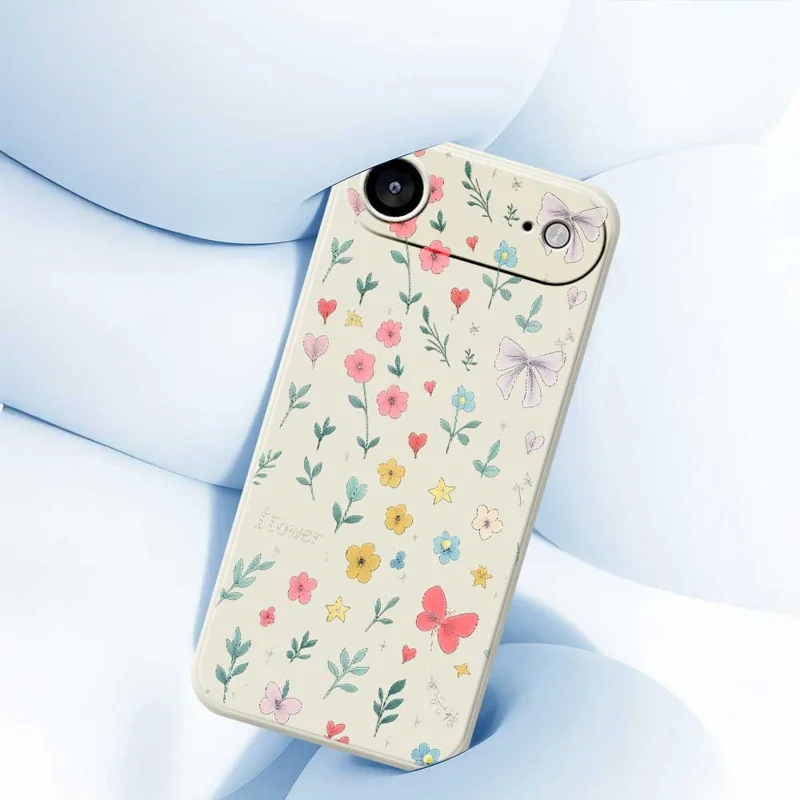 For iPhone Air Case Floral Bow Pattern Printing Straight Edge TPU Phone Back Cover - Beige
