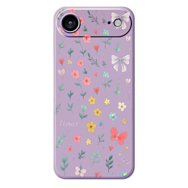 For iPhone Air Case Floral Bow Pattern Printing Straight Edge TPU Phone Back Cover - Purple