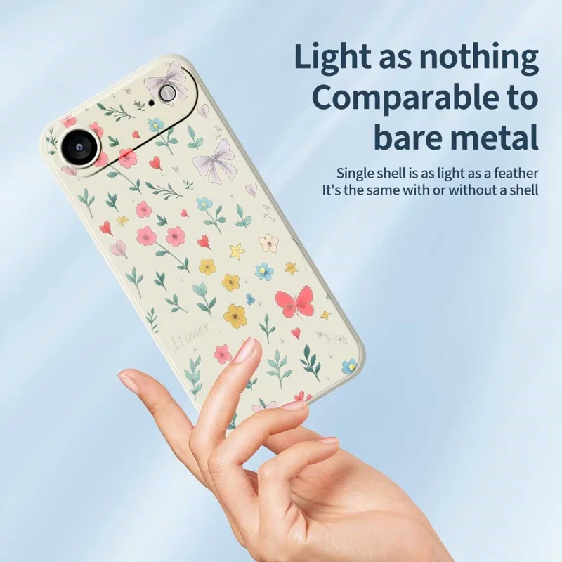 For iPhone Air Case Floral Bow Pattern Printing Straight Edge TPU Phone Back Cover - Black