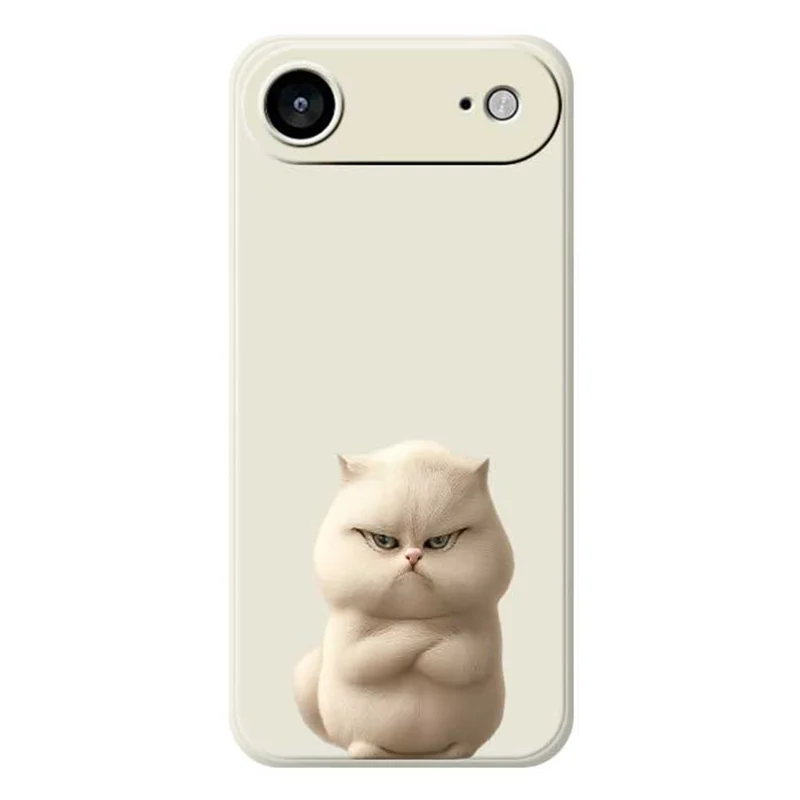 For iPhone Air Case Angry Cat Pattern Printing Straight Edge TPU Phone Back Cover - Beige