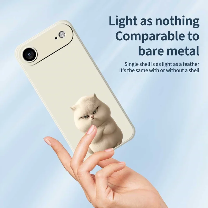 For iPhone Air Case Angry Cat Pattern Printing Straight Edge TPU Phone Back Cover - Beige