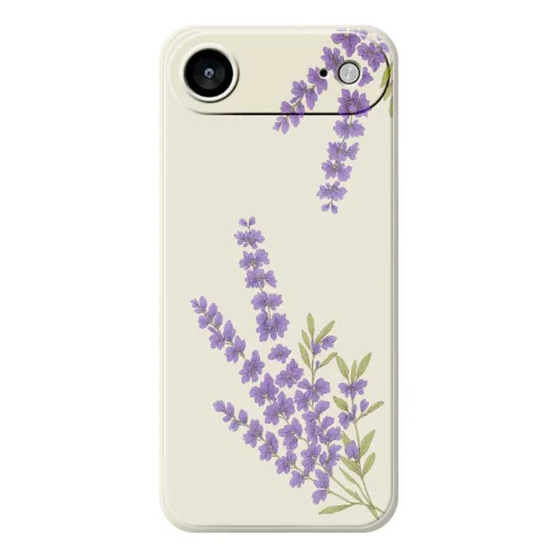 For iPhone Air Case Lavender Pattern Printing Straight Edge TPU Phone Back Cover - Beige
