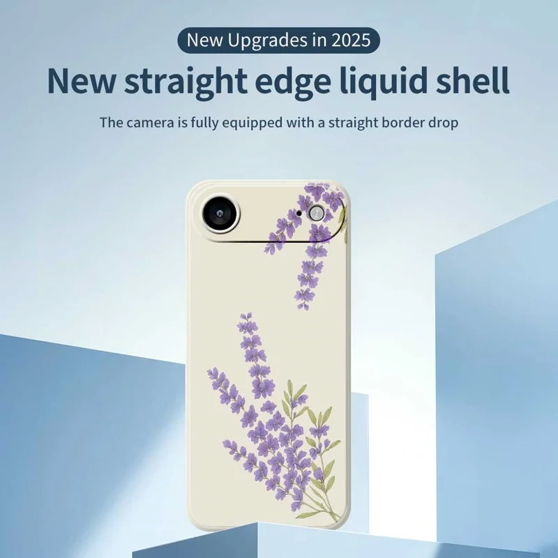 For iPhone Air Case Lavender Pattern Printing Straight Edge TPU Phone Back Cover - Beige