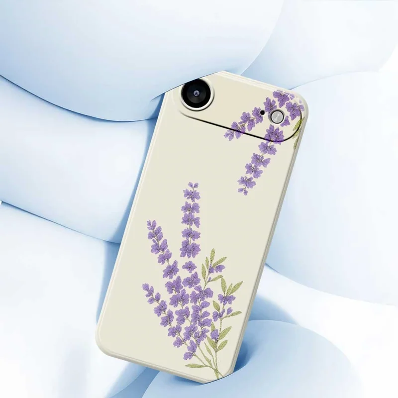 For iPhone Air Case Lavender Pattern Printing Straight Edge TPU Phone Back Cover - Beige