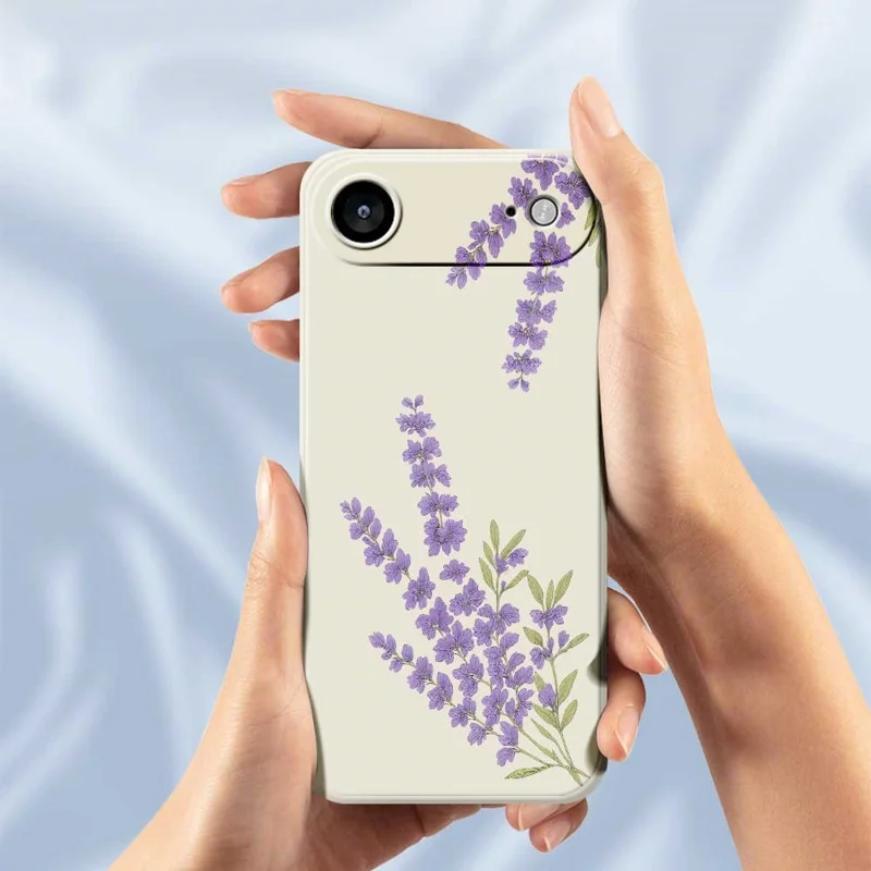 For iPhone Air Case Lavender Pattern Printing Straight Edge TPU Phone Back Cover - Beige