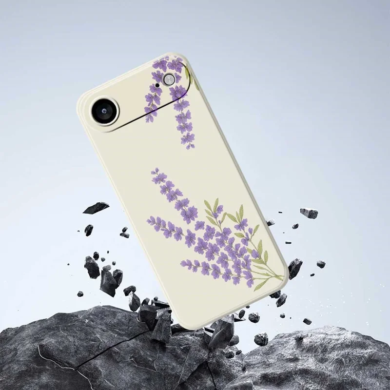 For iPhone Air Case Lavender Pattern Printing Straight Edge TPU Phone Back Cover - Beige