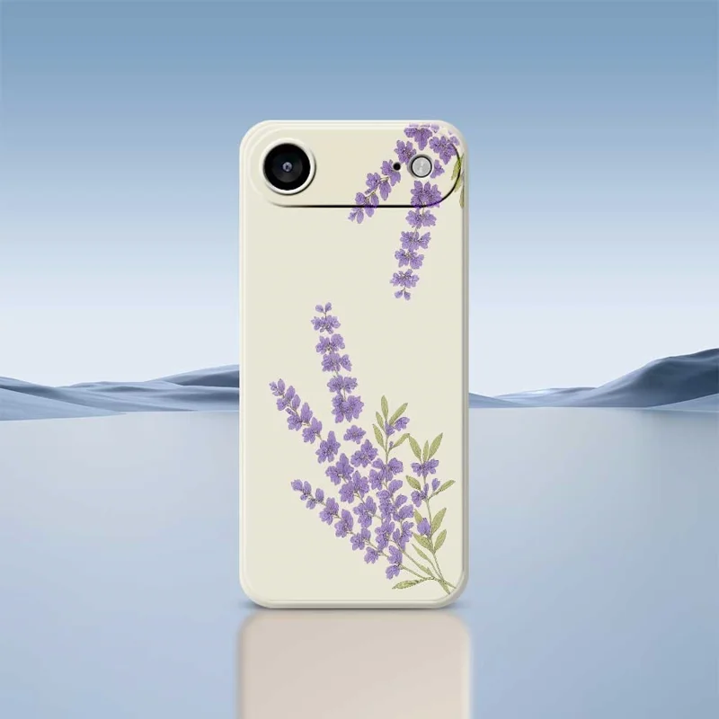 For iPhone Air Case Lavender Pattern Printing Straight Edge TPU Phone Back Cover - Beige