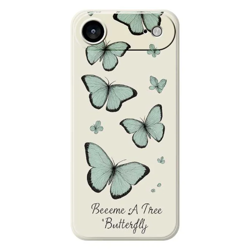 For iPhone Air Case Groen Vlinderpatroon Rechte Rand TPU Telefoonhoesje - Beige