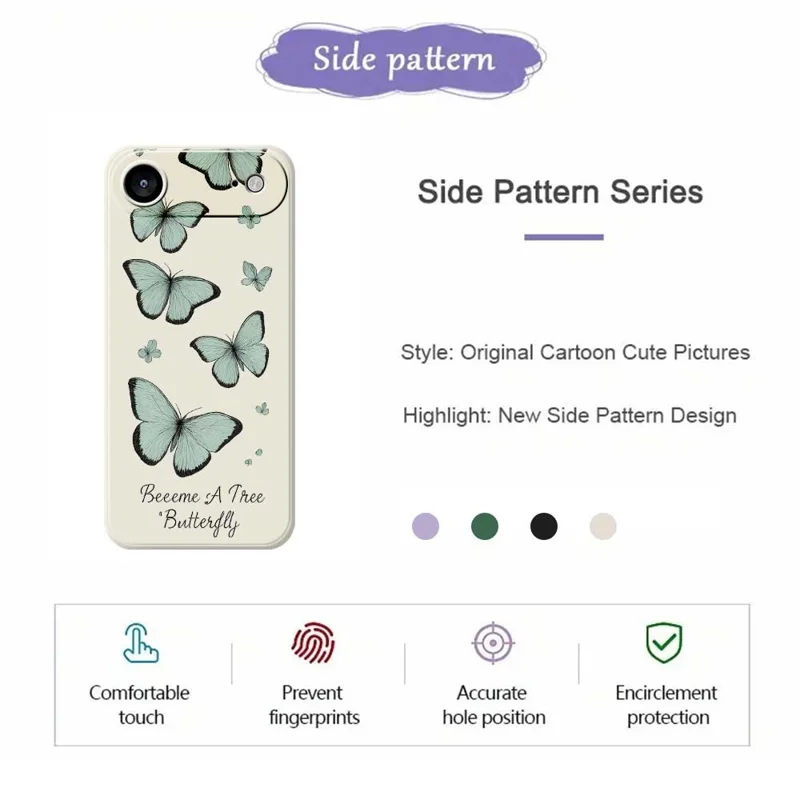 For iPhone Air Case Groen Vlinderpatroon Rechte Rand TPU Telefoonhoesje - Beige