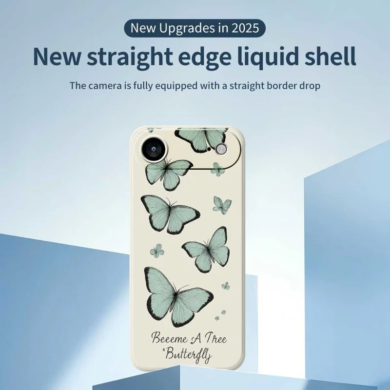 For iPhone Air Case Groen Vlinderpatroon Rechte Rand TPU Telefoonhoesje - Beige