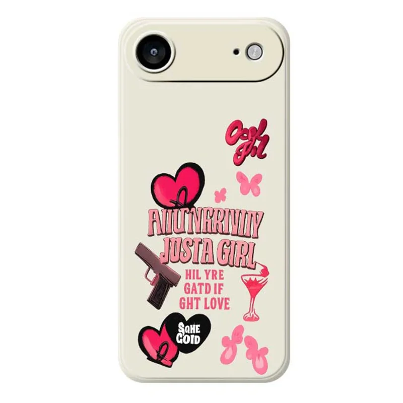 Für iPhone 17 Air Case Pink Elements Muster Druck Gerade Kante TPU Handy Rückseite Hülle - Beige