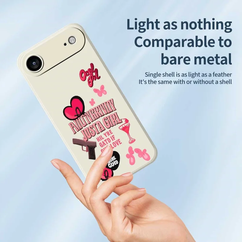 Für iPhone 17 Air Case Pink Elements Muster Druck Gerade Kante TPU Handy Rückseite Hülle - Beige