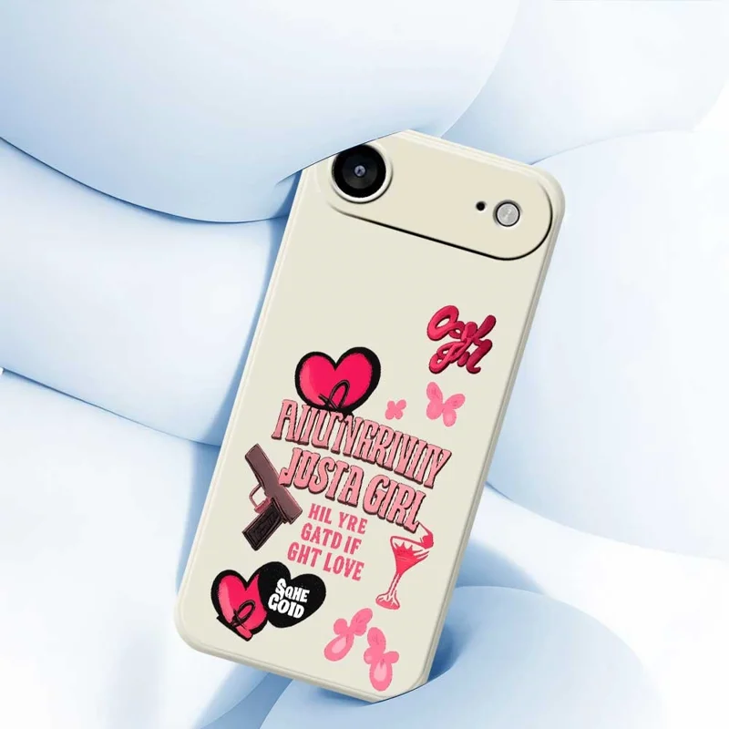 Für iPhone 17 Air Case Pink Elements Muster Druck Gerade Kante TPU Handy Rückseite Hülle - Beige
