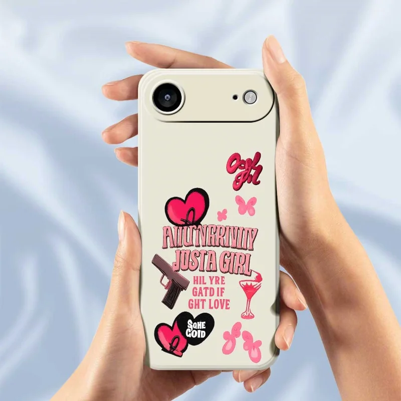 For iPhone Air Case Pink Elements Pattern Printing Straight Edge TPU Phone Back Cover - Black