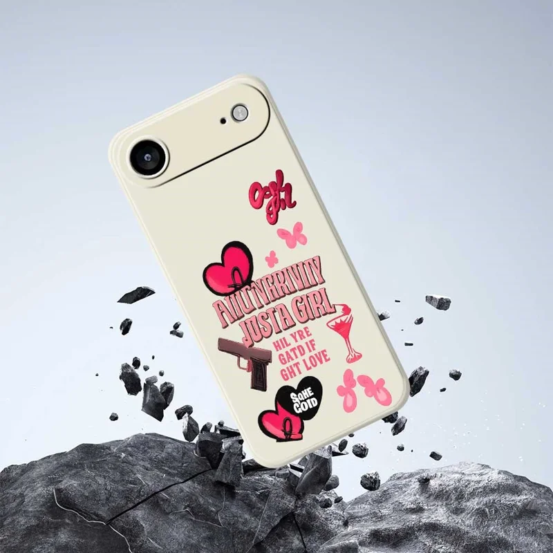 For iPhone Air Case Pink Elements Pattern Printing Straight Edge TPU Phone Back Cover - Black
