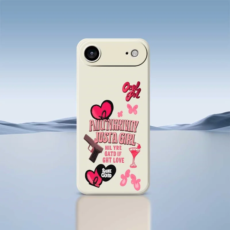 For iPhone Air Case Pink Elements Pattern Printing Straight Edge TPU Phone Back Cover - Black