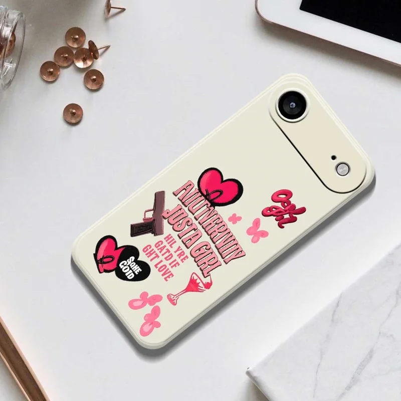 For iPhone Air Case Pink Elements Pattern Printing Straight Edge TPU Phone Back Cover - Black