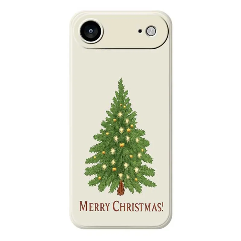 For iPhone Air Case Christmas Tree Pattern Printing Straight Edge TPU Phone Back Cover - Beige
