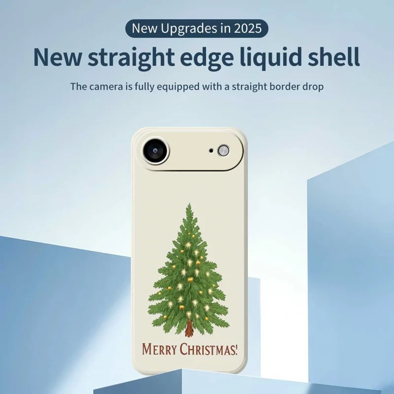 For iPhone Air Case Christmas Tree Pattern Printing Straight Edge TPU Phone Back Cover - Beige