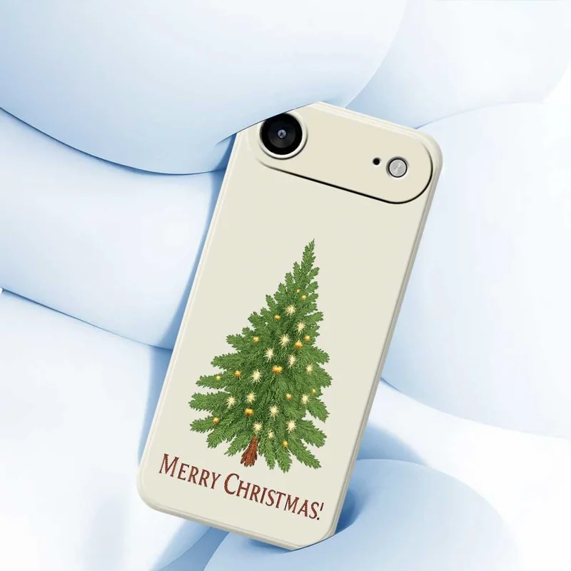 For iPhone Air Case Christmas Tree Pattern Printing Straight Edge TPU Phone Back Cover - Beige
