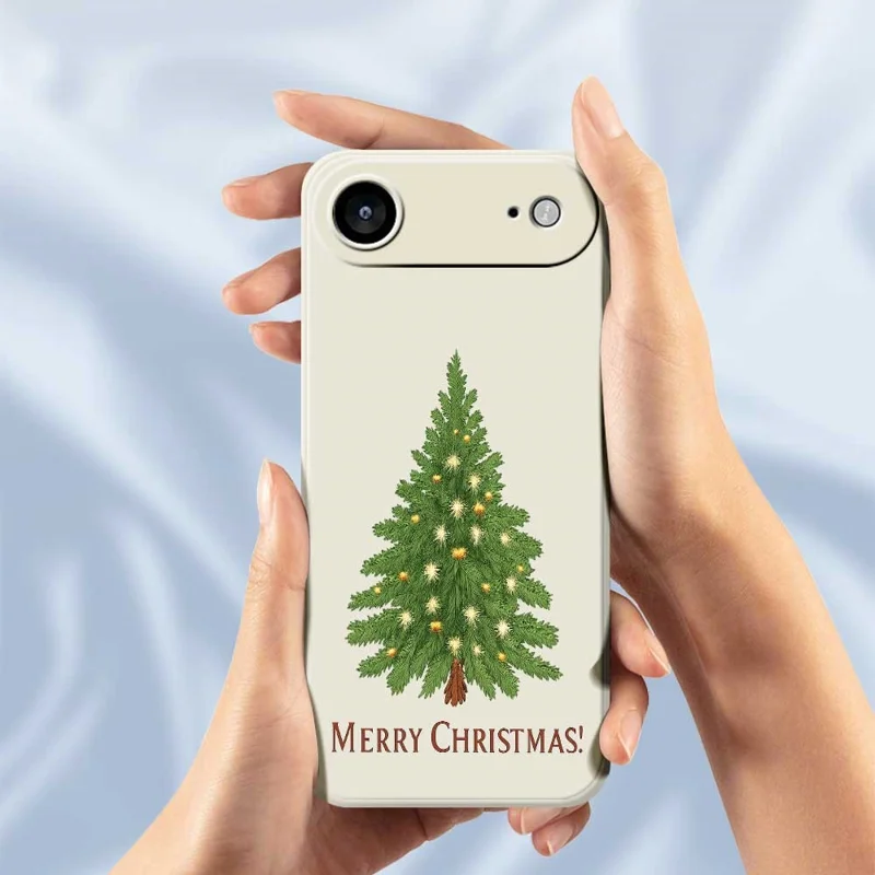 For iPhone Air Case Christmas Tree Pattern Printing Straight Edge TPU Phone Back Cover - Beige