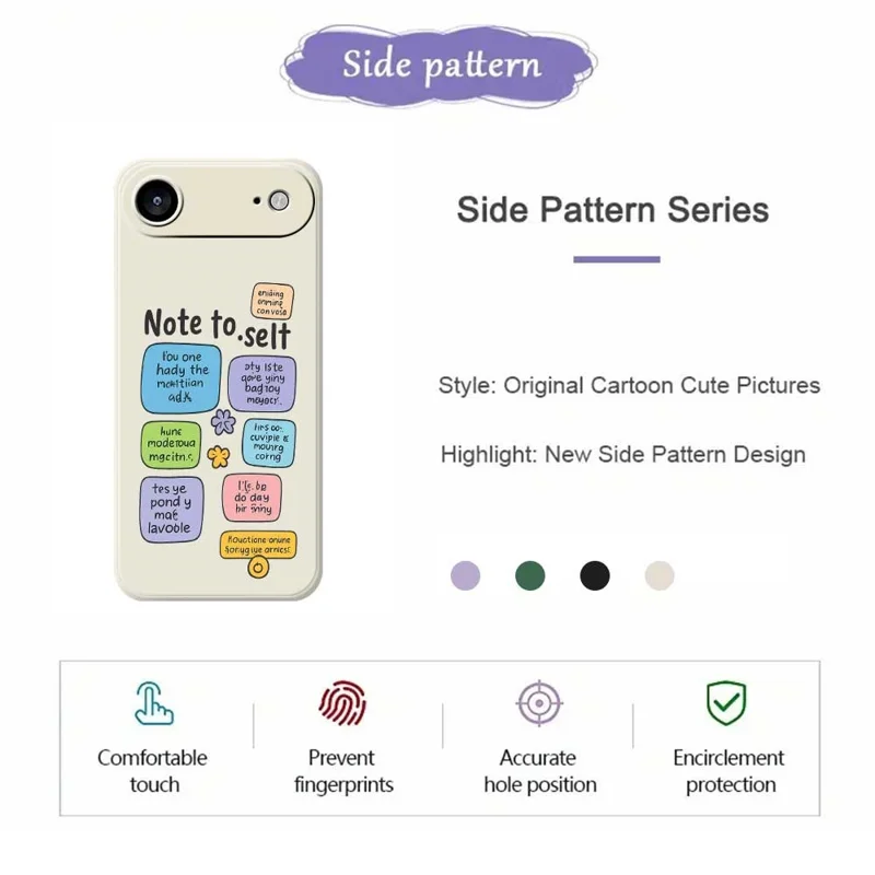 For iPhone Air Case Colored Sticky Notes Pattern Printing Straight Edge TPU Phone Back Cover - Green