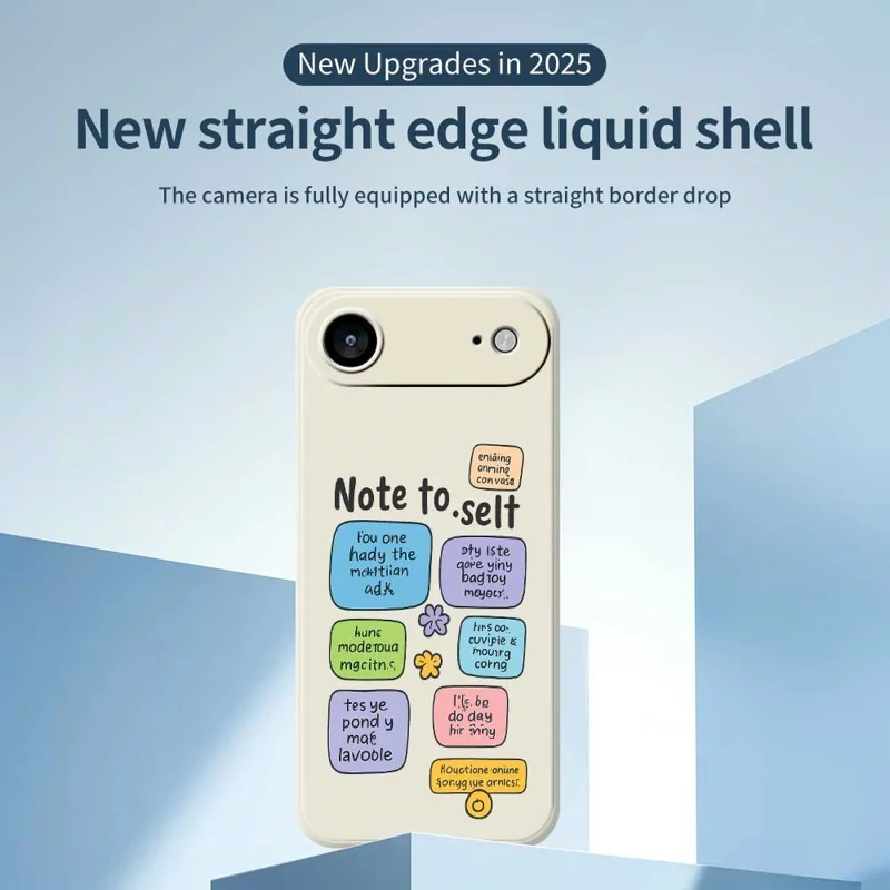 For iPhone Air Case Colored Sticky Notes Pattern Printing Straight Edge TPU Phone Back Cover - Green