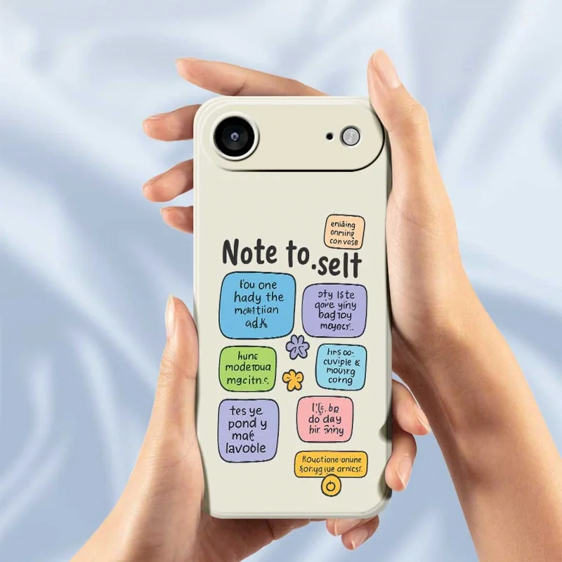 For iPhone Air Case Colored Sticky Notes Pattern Printing Straight Edge TPU Phone Back Cover - Green