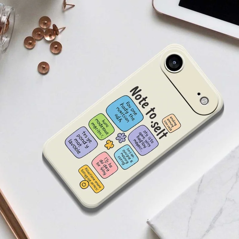 For iPhone Air Case Colored Sticky Notes Pattern Printing Straight Edge TPU Phone Back Cover - Green