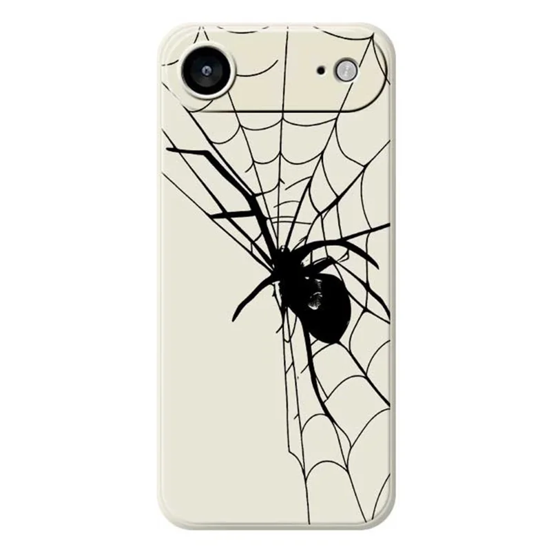 For iPhone Air Case Spider Pattern Printing Straight Edge TPU Phone Back Cover - Beige