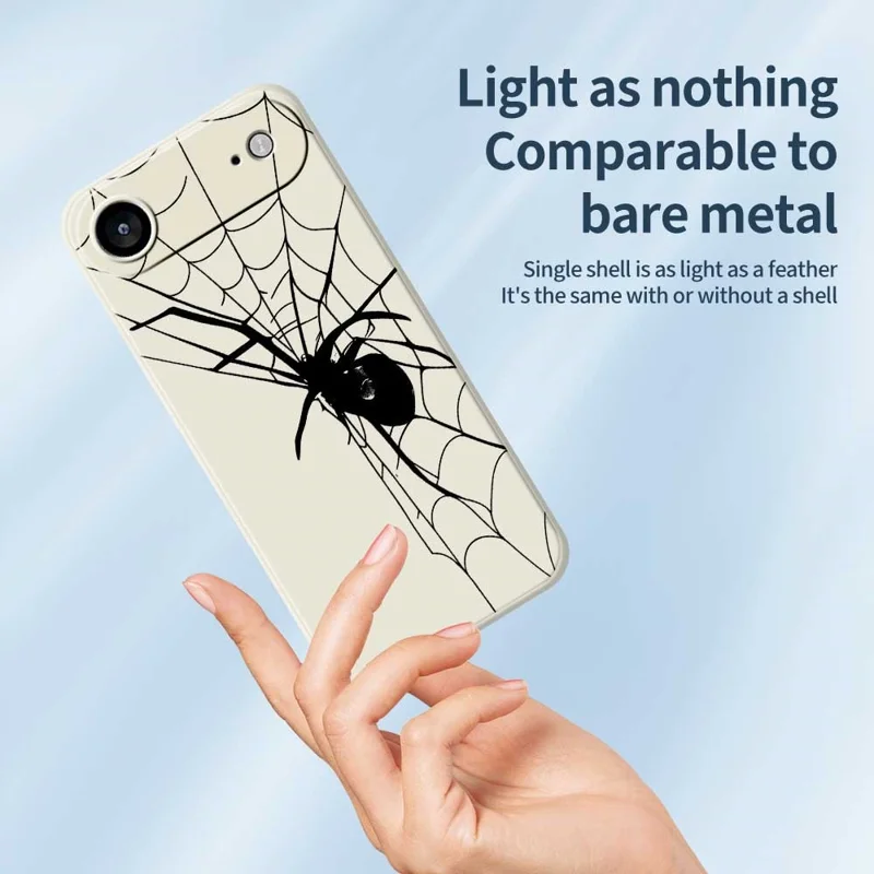 For iPhone Air Case Spider Pattern Printing Straight Edge TPU Phone Back Cover - Beige
