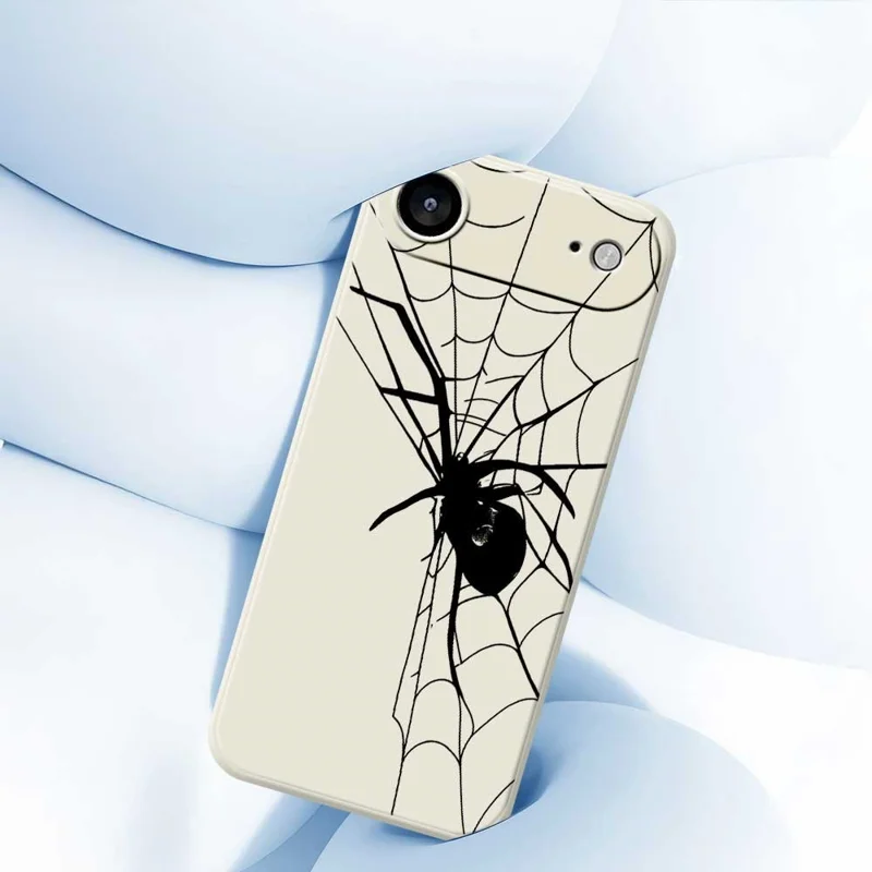 For iPhone Air Case Spider Pattern Printing Straight Edge TPU Phone Back Cover - Beige