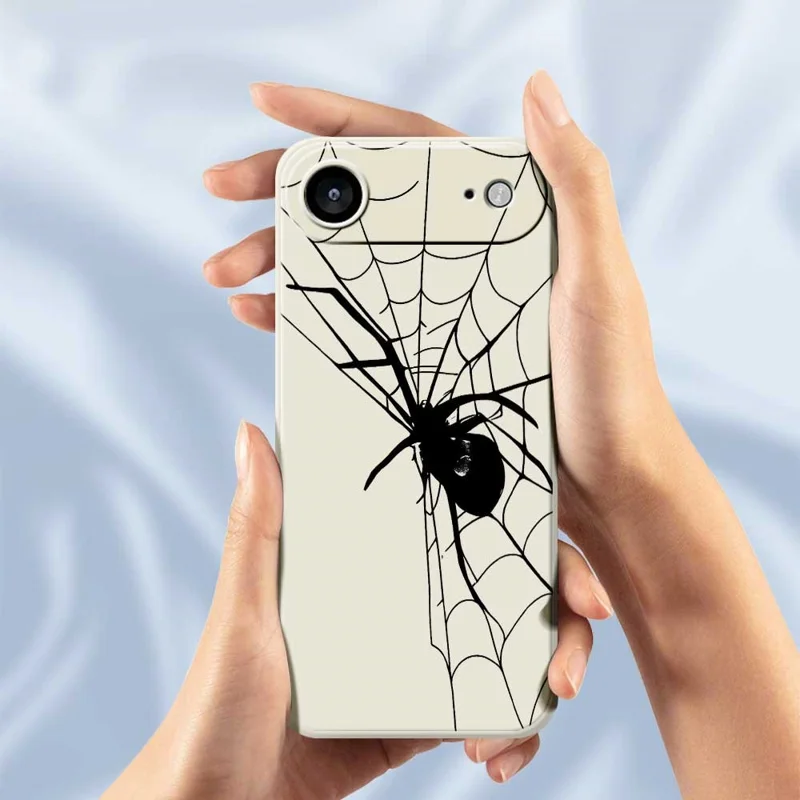 For iPhone Air Case Spider Pattern Printing Straight Edge TPU Phone Back Cover - Beige