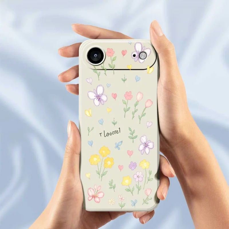 TPU-telefoonhoesje met kleine bloemenpatroon voor iPhone Air, rechte rand, lichtgekleurd - Beige