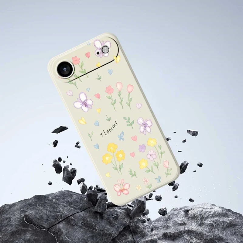 TPU-telefoonhoesje met kleine bloemenpatroon voor iPhone Air, rechte rand, lichtgekleurd - Beige