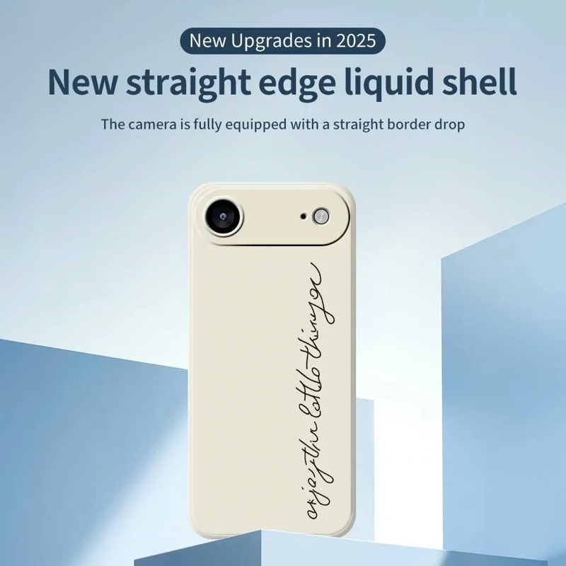 For iPhone Air Case WordArt Pattern Printing Straight Edge TPU Phone Back Cover - Beige