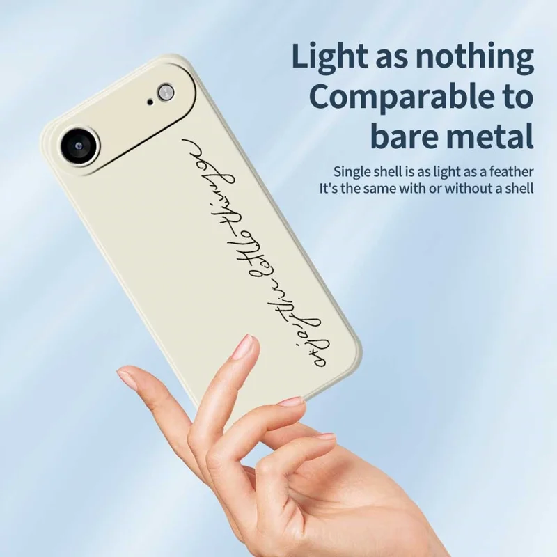 For iPhone Air Case WordArt Pattern Printing Straight Edge TPU Phone Back Cover - Beige