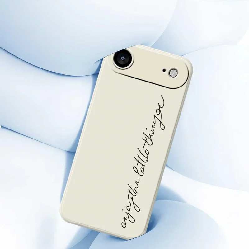 For iPhone Air Case WordArt Pattern Printing Straight Edge TPU Phone Back Cover - Beige