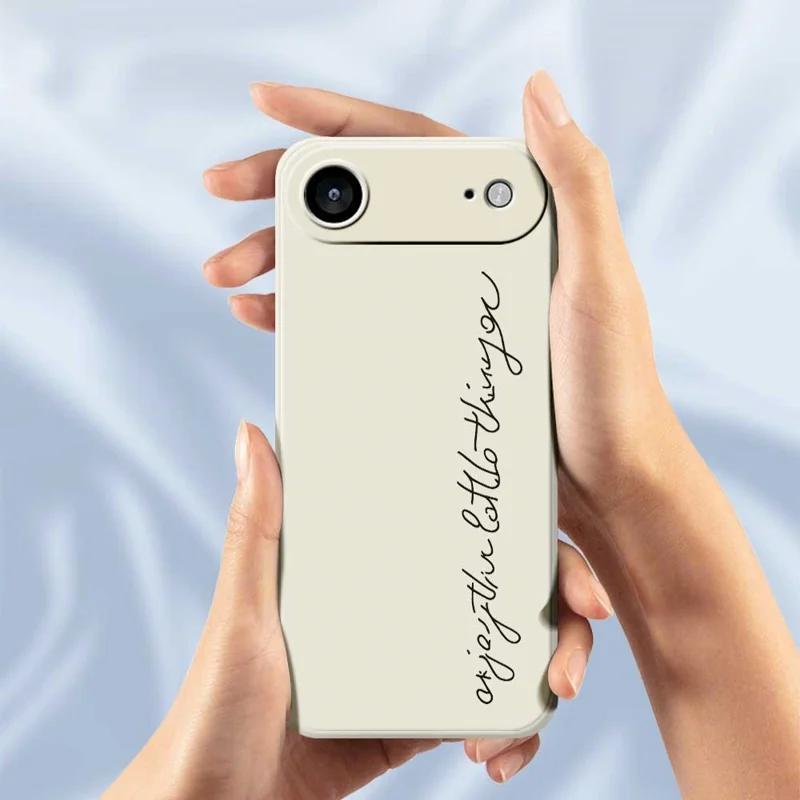 For iPhone Air Case WordArt Pattern Printing Straight Edge TPU Phone Back Cover - Beige